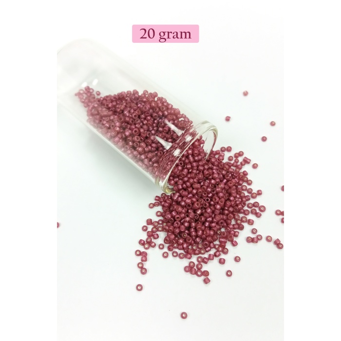 Dökme Cam Kum Boncuk (11/0) 2 mm - 20 Gram -  Koyu Pembe