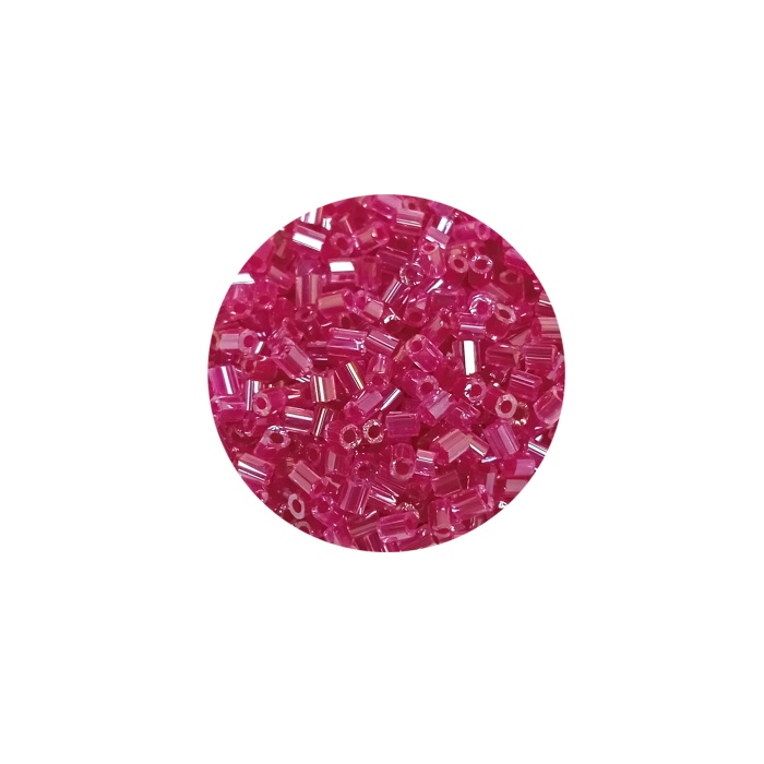 Kesme Cam Boncuk 2mm - 20 Gram - Şeffaf Koyu Pembe