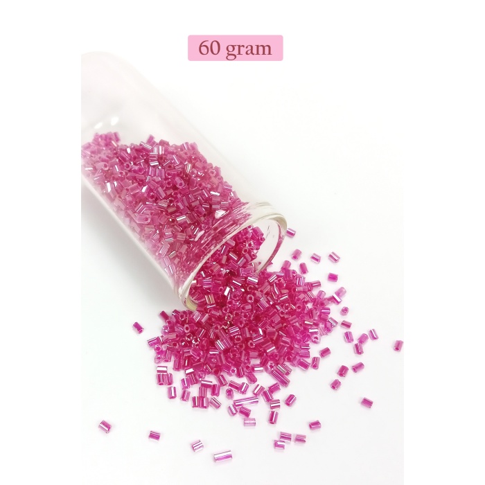 Kesme Cam Boncuk 2mm - 60 Gram - Şeffaf Pembe