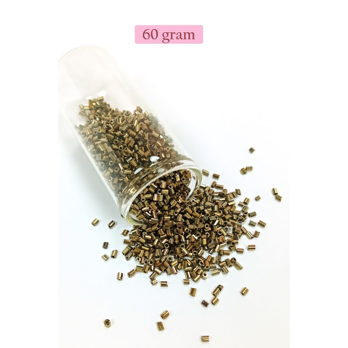 Kesme Cam Boncuk 2mm - 60 Gram - Metalik Sarı