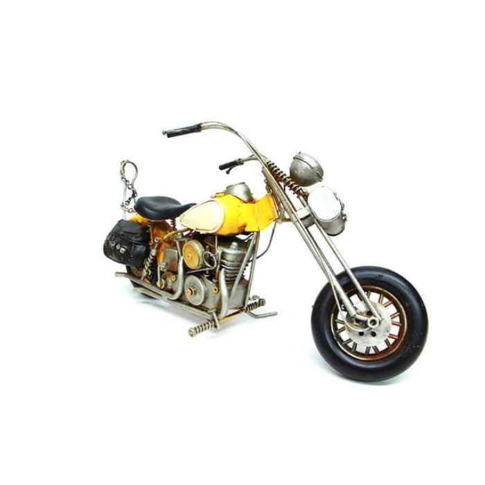 Dekoratif Vintage Metal Cruiser Motosiklet Biblo - Sarı