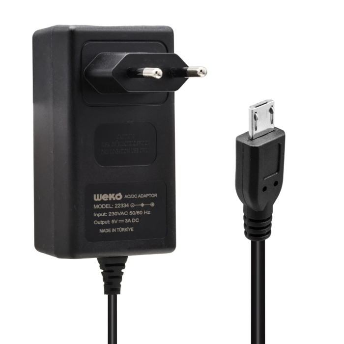 5 VOLT - 3 AMPER MICRO USB UÇLU YERLİ ÜRETİM PRİZ TİPİ ADAPTÖR (4549)