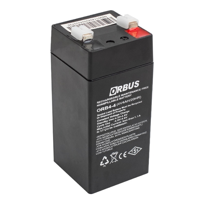 ORBUS ORB4-4 4 VOLT - 4 AMPER DİK AKÜ (45 X 45 X 100 MM) (4549)