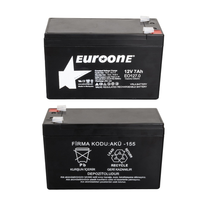 EUROONE EO127.0 12 VOLT - 7 AMPER AKÜ (150 X 65 X 90 MM) (4549)