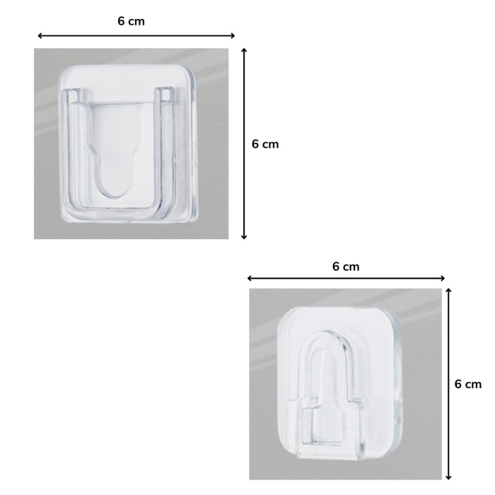 Eşya Sabitleme Askısı 10 Çift Şeffaf Çift Taraflı Yapışkanlı Geçmeli Klips (4549)