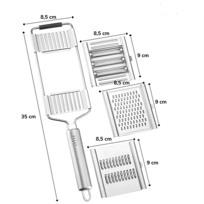 Ayarlanabilir 3 Farklı Başlıklı Tutmalı Sebze Dilimleyici Peynir Rendeleyici Aparat (4549)