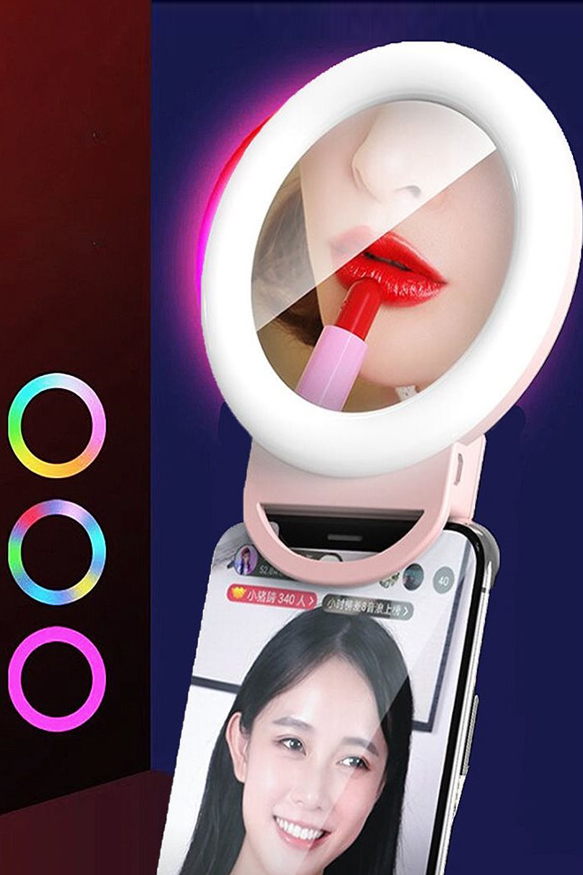 Selfie Aynalı Al20 Rgb Led Telefon Işığı Ring Light Şarjlı 15 Mod Led Işık 1250