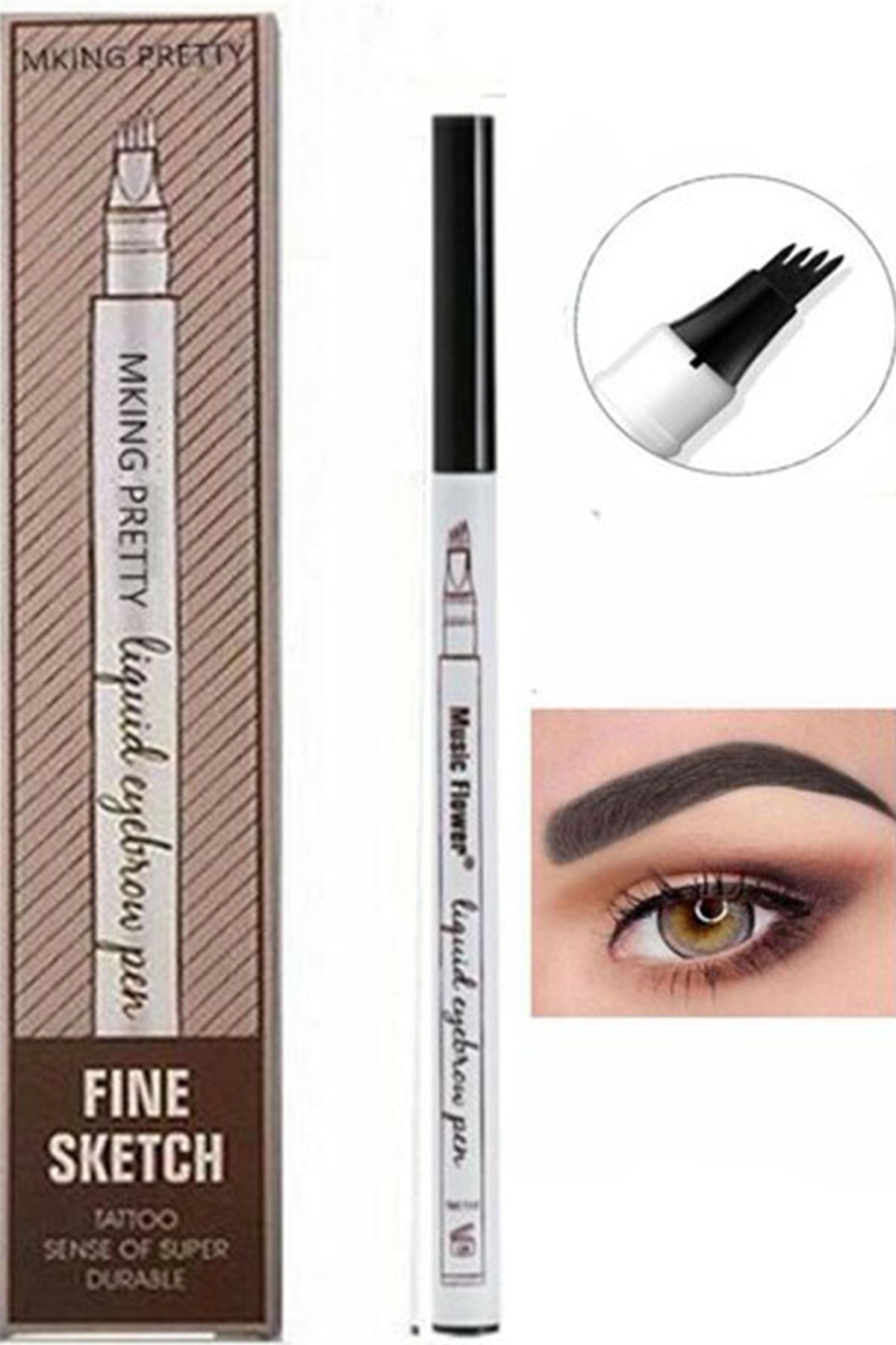 Siyah Fine Sketch Kaş Kalemi Şekillendirme Boyama Kaş Rimeli Kalıcı Microblading