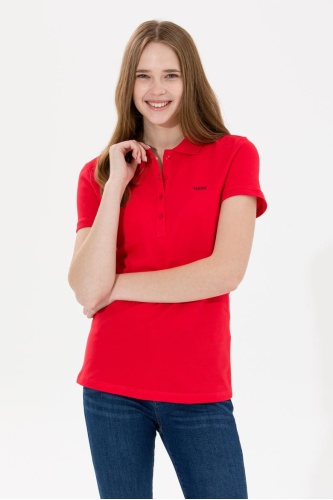 U.S POLO ASSN Kadın Polo Yaka T-Shirt - Kırmızı