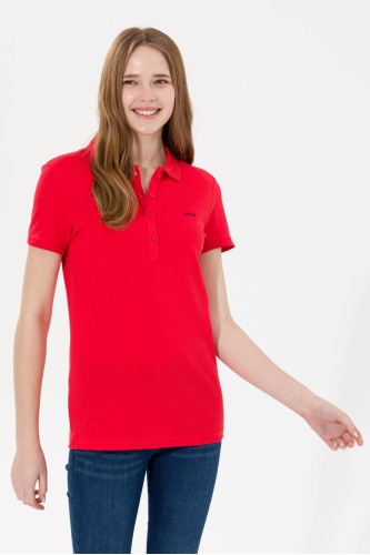 U.S POLO ASSN Kadın Polo Yaka T-Shirt - Kırmızı