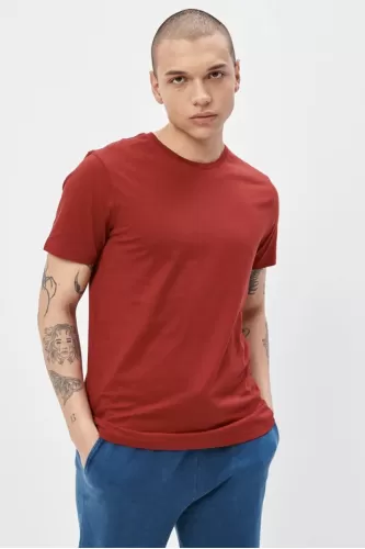 Riders Lee Crew Neck Erkek T-shirt-Bordo