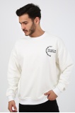 Fıve Pocket Erkek Bisiklet Yaka Sweatshirt -Ekru