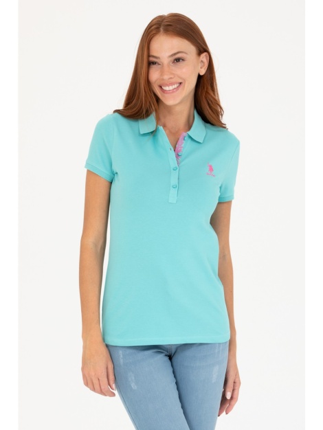 Polo Assn. Kadın P-Yaka T-Shirt-Açık Yeşil