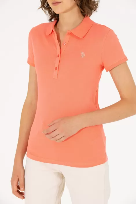 Polo Assn. Kadın P-Yaka T-Shirt-Somon