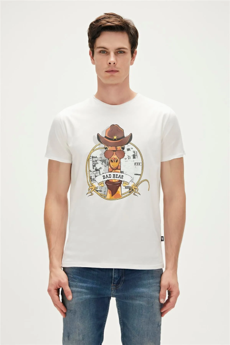 Bad Bear Giraffe T-shirt Off-white Beyaz Baskılı Erkek Tişört – Tarzınızı Konforla Bütünleştirin