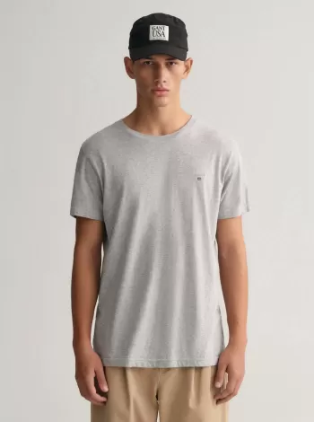 GANT Erkek Gri Regular Fit Bisiklet Yaka T-shirt