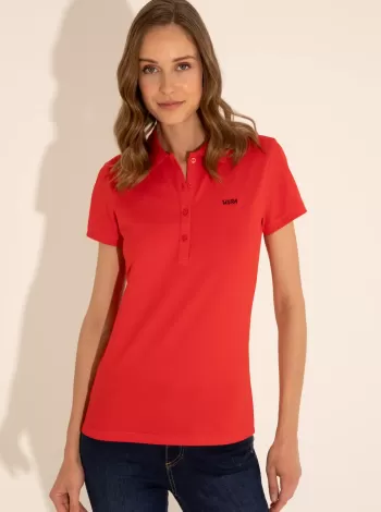 Polo Assn. Kadın P-Yaka T-Shirt-Açık Yeşil