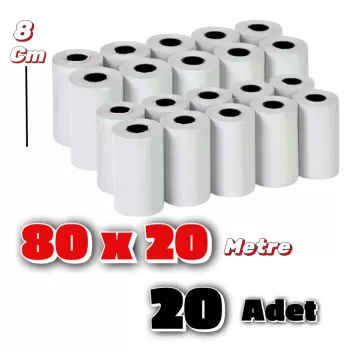 Rulo 80 X 20 Yazıcı kağıdı 20 Adet 2 Paket