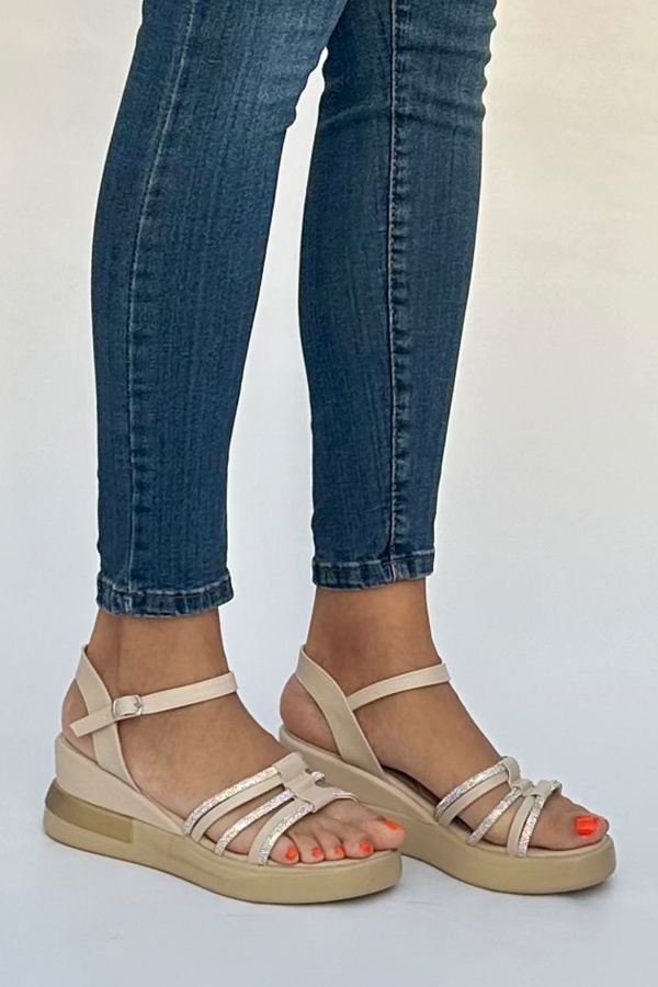 Egez Ten Yüksek Topuklu Kadın Sandalet