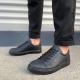Elite Bağcıklı Cilt Erkek Günlük Sneaker Ayakkabı CST - Siyah