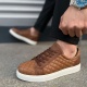 Prestige Bağcıklı Cilt Kapitone Desenli Erkek Günlük Sneaker Ayakkabı CBT - Taba