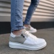 JY155 Warrior Bağcıklı ve Fermuarlı Cilt Süet Erkek Günlük Sneaker Ayakkabı CSBT - Beyaz/Gri