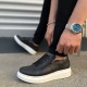 JY155 Warrior Bağcıklı ve Fermuarlı Cilt Erkek Günlük Sneaker Ayakkabı CBT - Siyah
