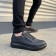 JY155 Warrior Bağcıklı ve Fermuarlı Cilt Erkek Günlük Sneaker Ayakkabı CST - Siyah