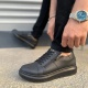 JY155 Warrior Bağcıklı ve Fermuarlı Cilt Erkek Günlük Sneaker Ayakkabı CST - Siyah