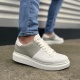 JY151 Boost Bağcıklı Cilt Süet Erkek Günlük Sneaker Ayakkabı CSBT - Beyaz/Gri
