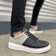 JY151 Boost Bağcıklı Cilt Süet Erkek Günlük Sneaker Ayakkabı CSBT - Siyah/Gri