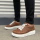 Boost Bağcıklı Deri Erkek Günlük Sneaker Ayakkabı - Taba Beyaz