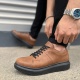 Boost Bağcıklı Deri Erkek Günlük Sneaker Ayakkabı - Taba Siyah
