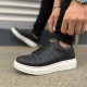 Boost Bağcıklı Deri Erkek Günlük Sneaker Ayakkabı - Siyah Beyaz
