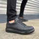 Boost Bağcıklı Deri Erkek Günlük Sneaker Ayakkabı - Siyah