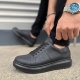 Boost Bağcıklı Deri Erkek Günlük Sneaker Ayakkabı - Siyah