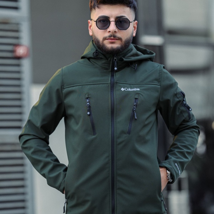 CLB İçi Polarlı Softshell Su ve Rüzgar Geçirmez Mont Haki