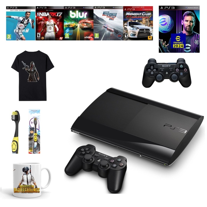 Sony Ps3 250gb + 2 adet gamepad + 20 Adet Spor-Yarış Oyunları **Teşhir**Ürünü**