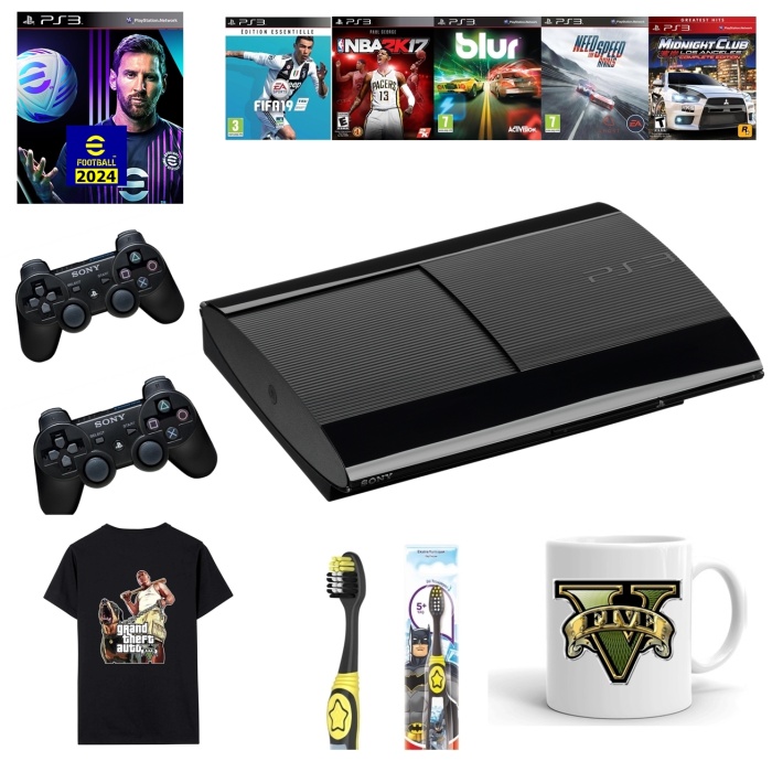 Sony Playstation 3 500gb + 2 adet gamepad + 50 Adet Spor, Yarış, Savaş Oyunları **Teşhir**Ürünü**