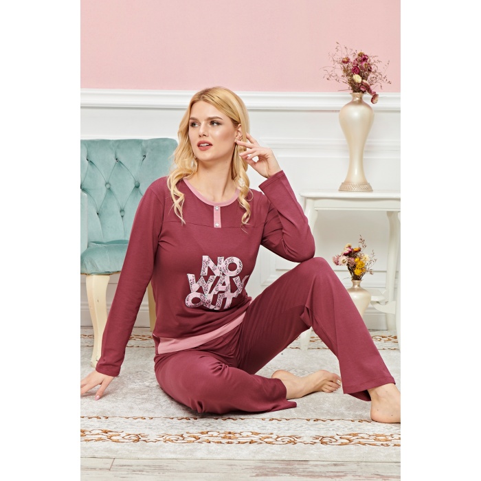 Bayan Uzun Kollu Pijama Takımı Model no 7609