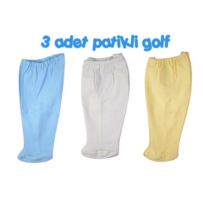 3 Adet Bebek Patikli Pantolon, %100 Pamuklu Patikli Golf