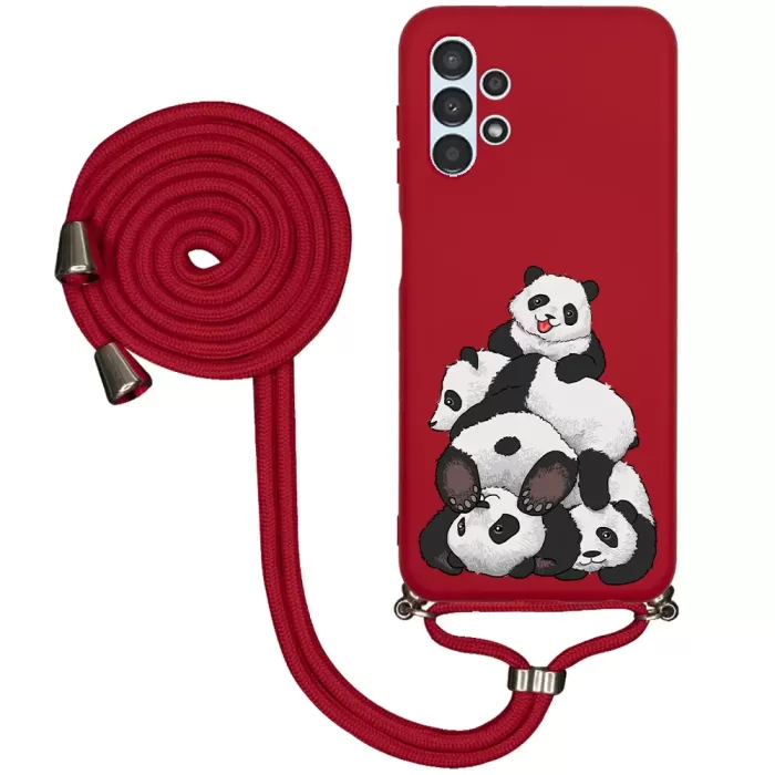 Samsung A13 İpli Lansman Kılıf - Cute Pandas