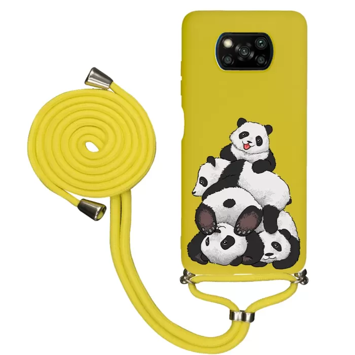 Xiaomi Poco X3 İpli Lansman Kılıf - Cute Pandas