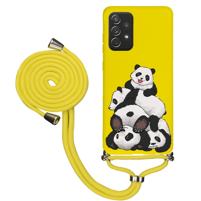 Samsung A72 İpli Lansman Kılıf - Cute Pandas