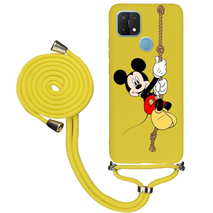 Oppo A15s İpli Lansman Kılıf - Mickey Mouse