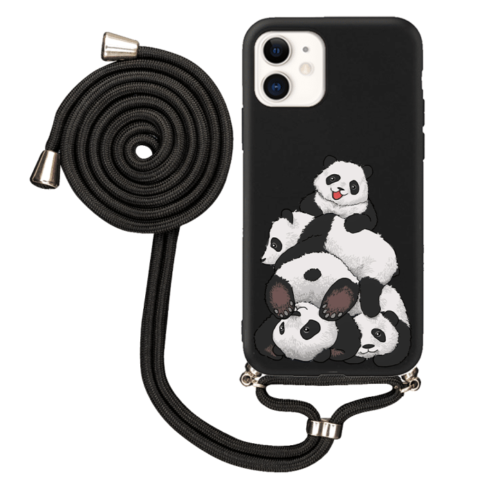 iPhone 11 İpli Lansman Kılıf - Cute Pandas