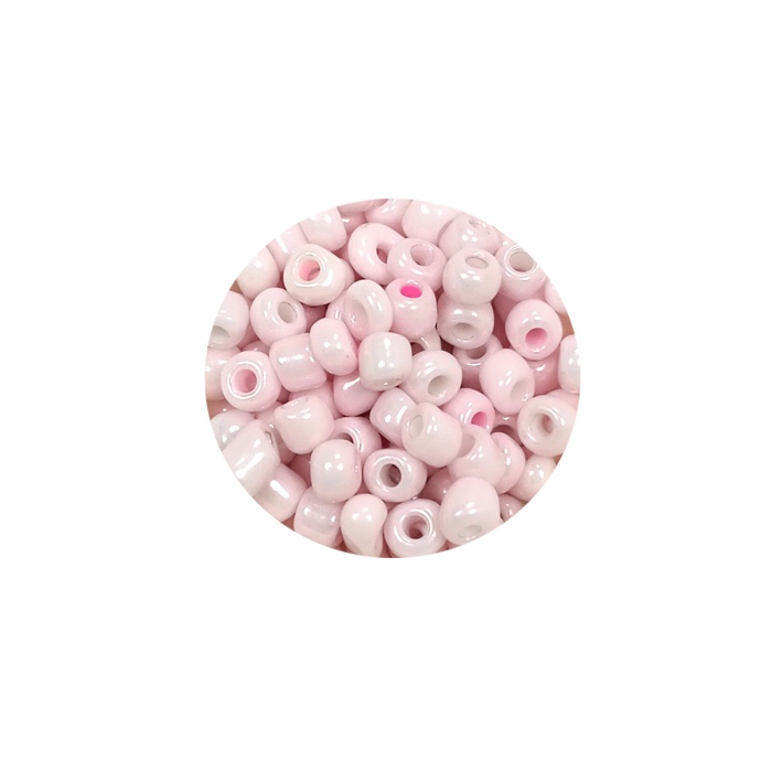 Dökme Cam Kum Boncuk Büyük Boy (6/0) 4 mm - 20 Gram - Toz Pembe - BNC077