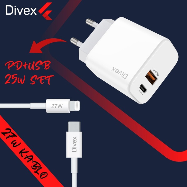 Divex Ds-230 25W Qc:3 0 Pd ve Usb iPhone Şarj Seti