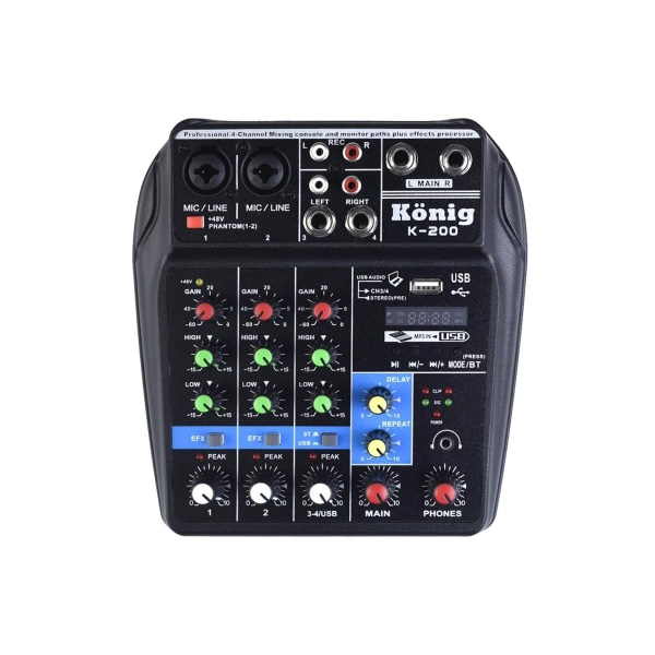 K-200 Ses Kartlı Mixer 4 Kanal Bluetooh Usb