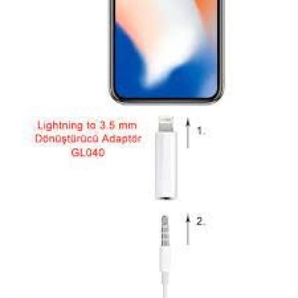 iPhone Lightning 3 5 Mm Kulaklık Dönüştürücü - Beyaz Gl040